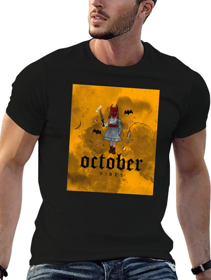 October Vibes Graphic T-Shirt - Halloween Apparel