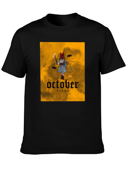 October Vibes Graphic T-Shirt - Halloween Apparel