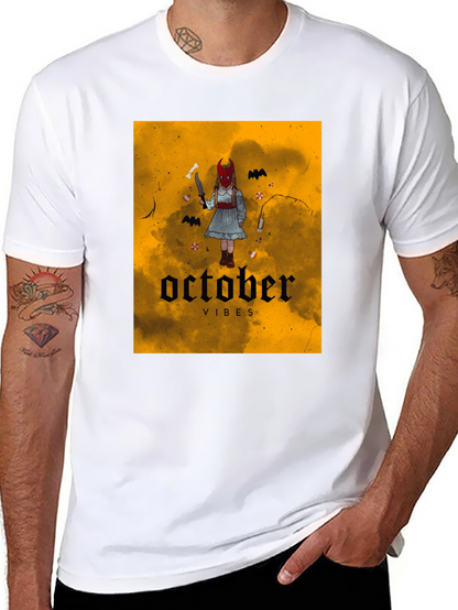 October Vibes Graphic T-Shirt - Halloween Apparel