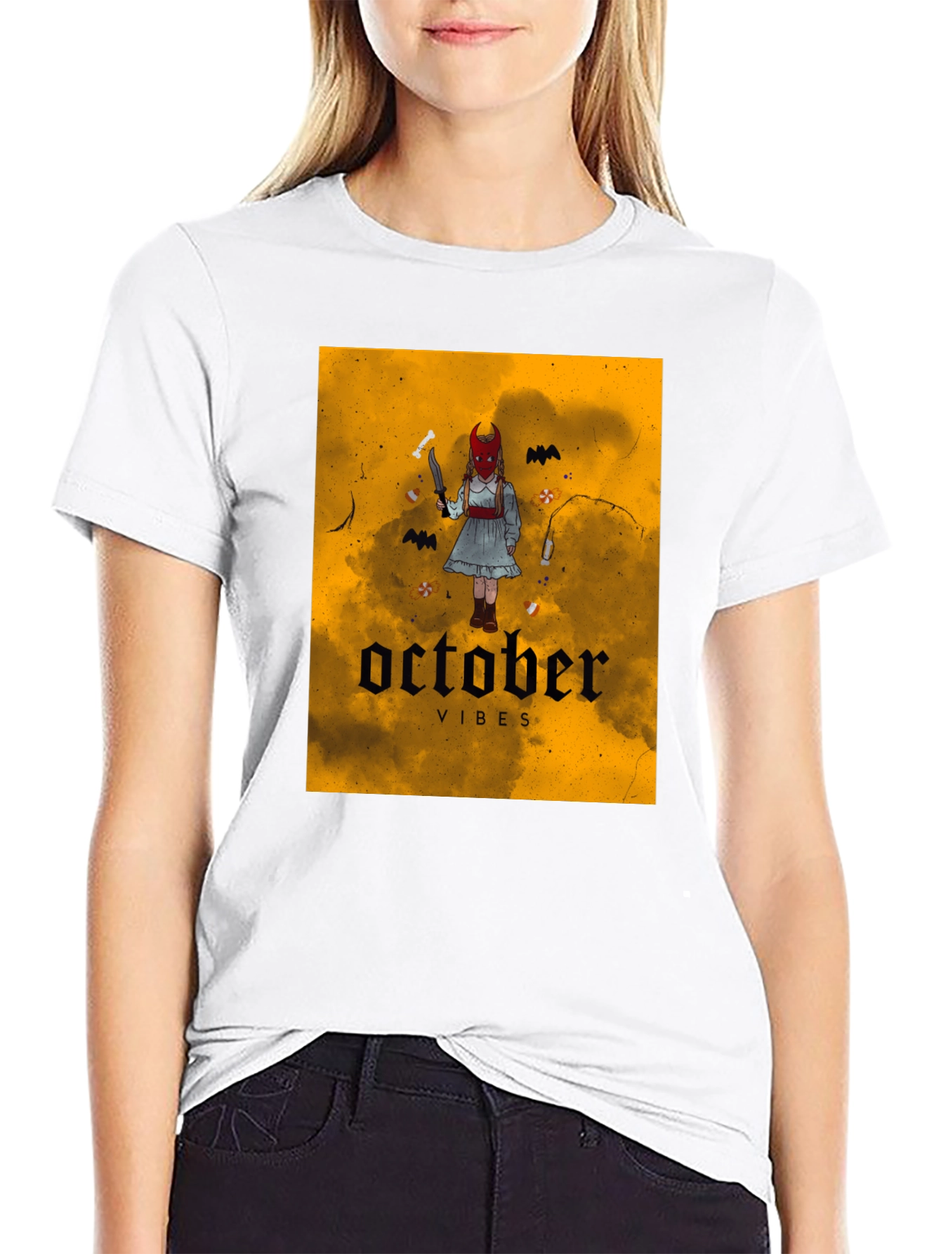 October Vibes Graphic T-Shirt - Halloween Apparel