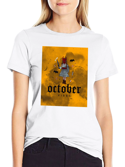 October Vibes Graphic T-Shirt - Halloween Apparel