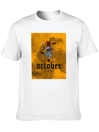 October Vibes Graphic T-Shirt - Halloween Apparel