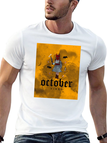 October Vibes Graphic T-Shirt - Halloween Apparel