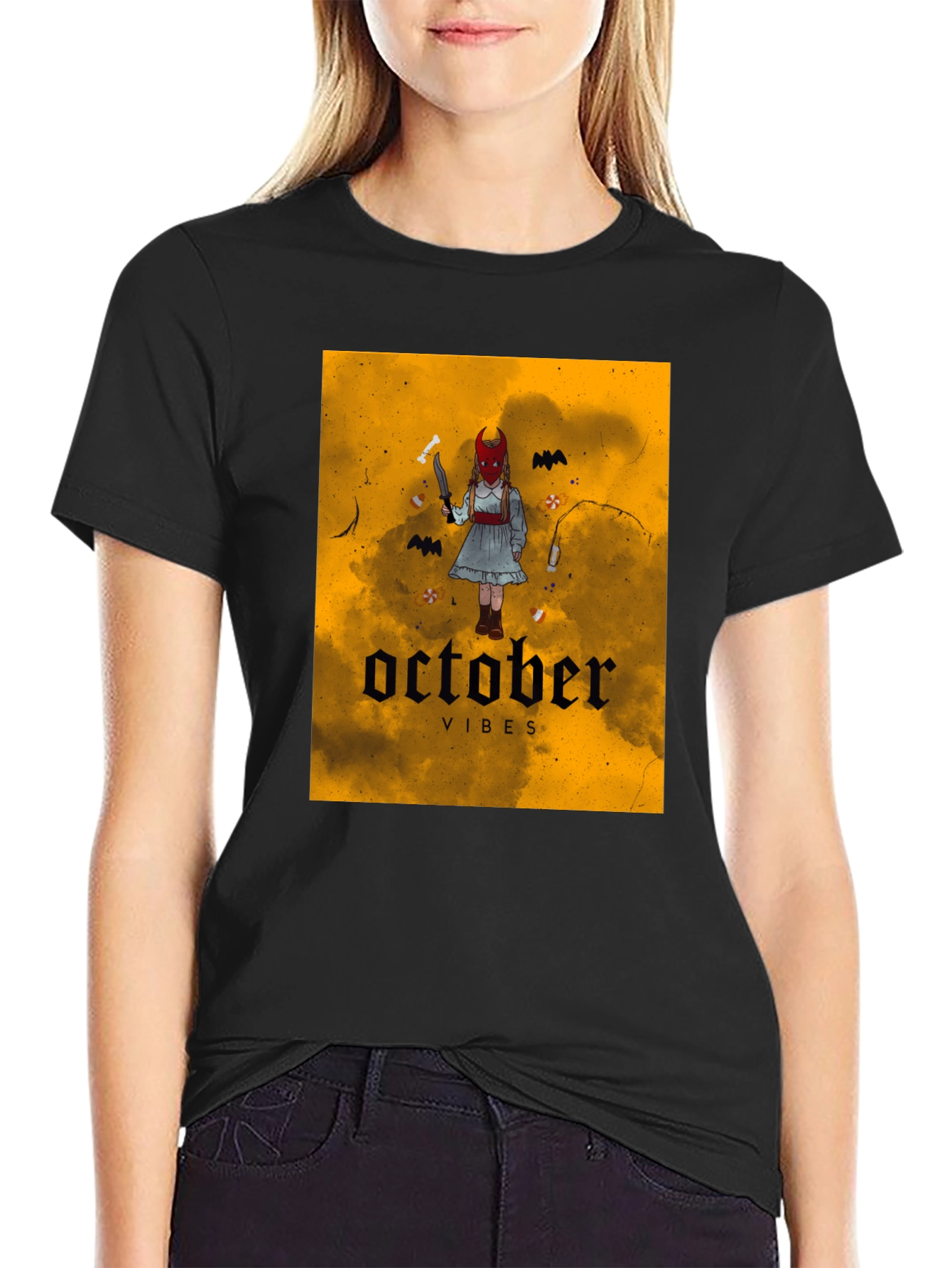 October Vibes Graphic T-Shirt - Halloween Apparel