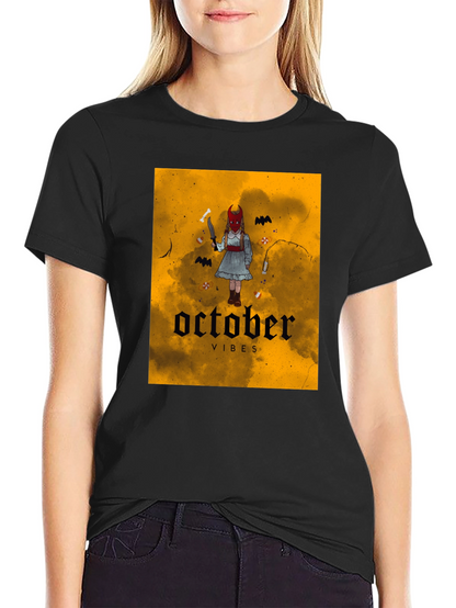 October Vibes Graphic T-Shirt - Halloween Apparel