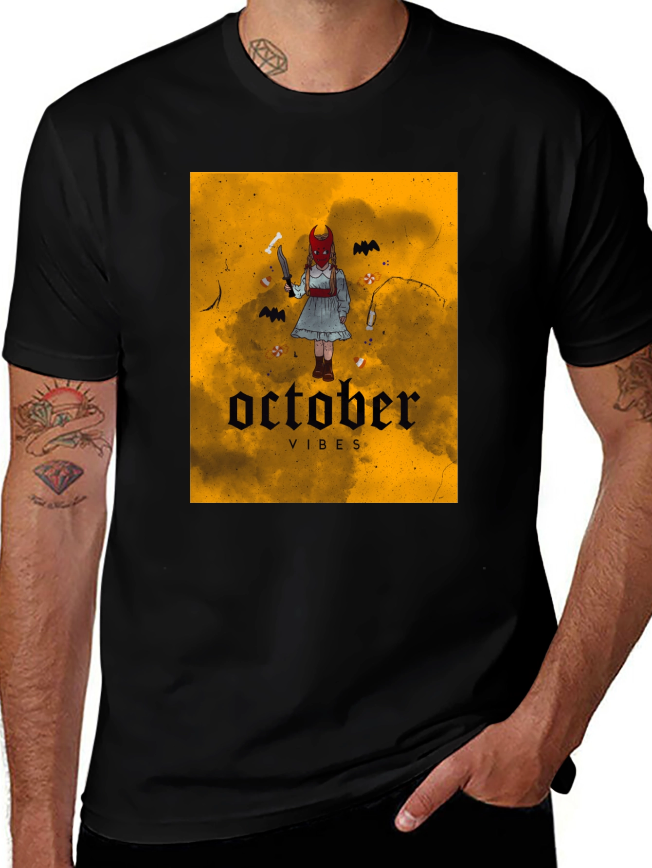 October Vibes Graphic T-Shirt - Halloween Apparel