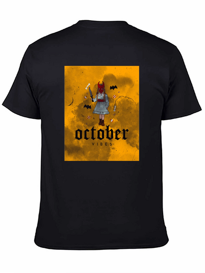 October Vibes Graphic T-Shirt - Halloween Apparel