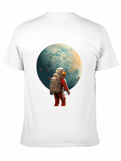 Astronaut Planet Graphic Tee - Black Cotton Blend
