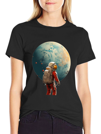 Astronaut Planet Graphic Tee - Black Cotton Blend