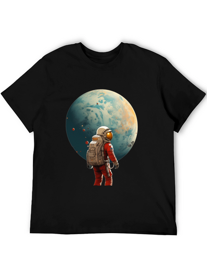 Astronaut Planet Graphic Tee - Black Cotton Blend