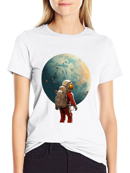 Astronaut Planet Graphic Tee - Black Cotton Blend
