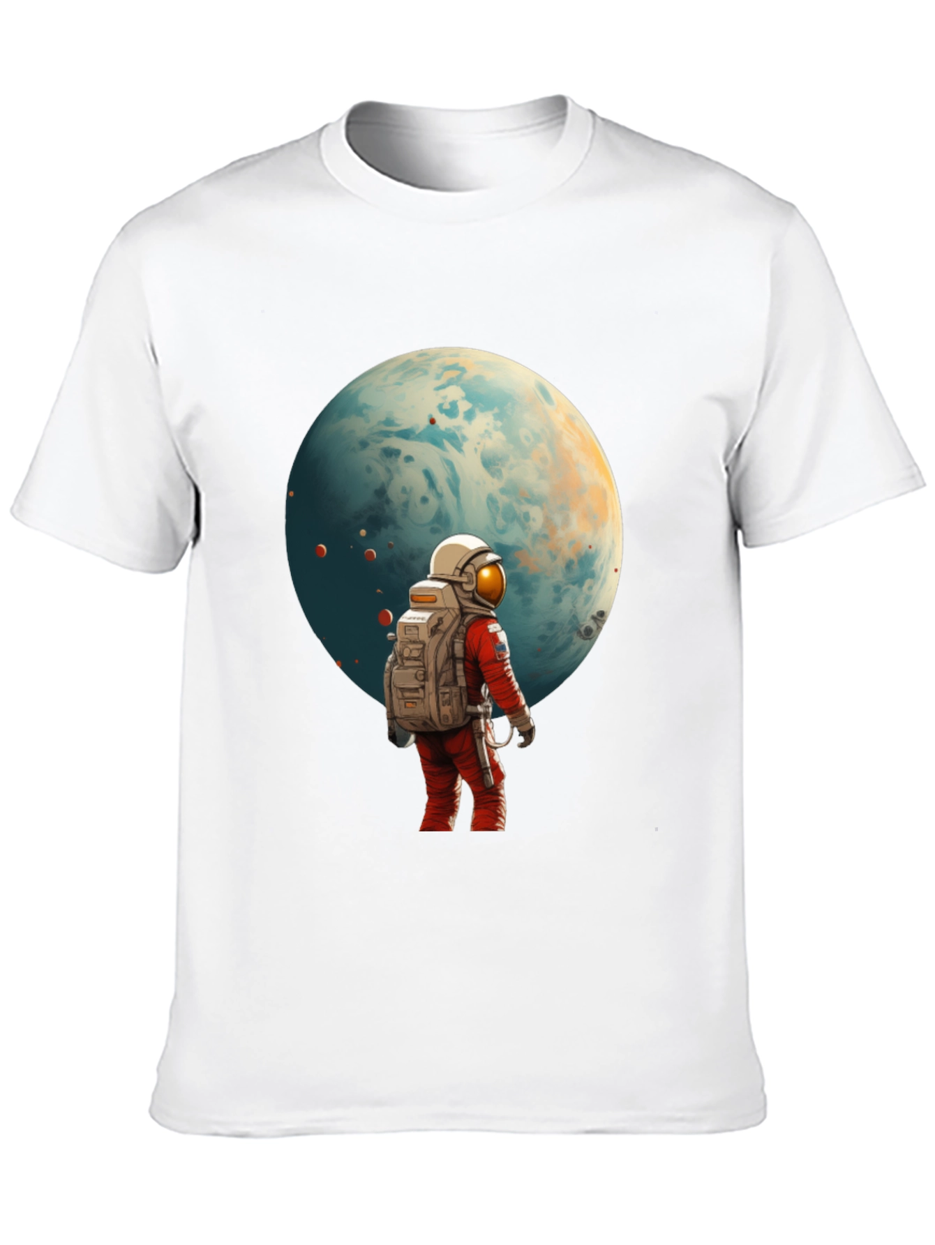 Astronaut Planet Graphic Tee - Black Cotton Blend