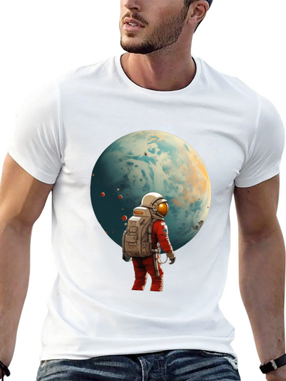 Astronaut Planet Graphic Tee - Black Cotton Blend
