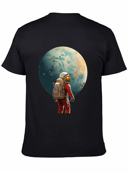Astronaut Planet Graphic Tee - Black Cotton Blend
