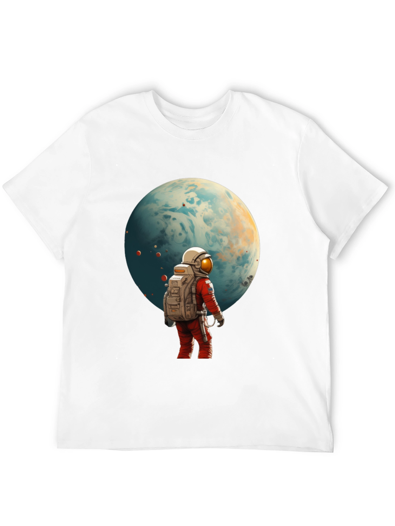 Astronaut Planet Graphic Tee - Black Cotton Blend