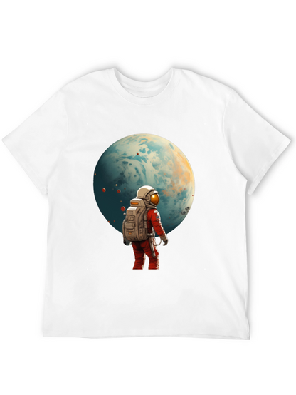 Astronaut Planet Graphic Tee - Black Cotton Blend