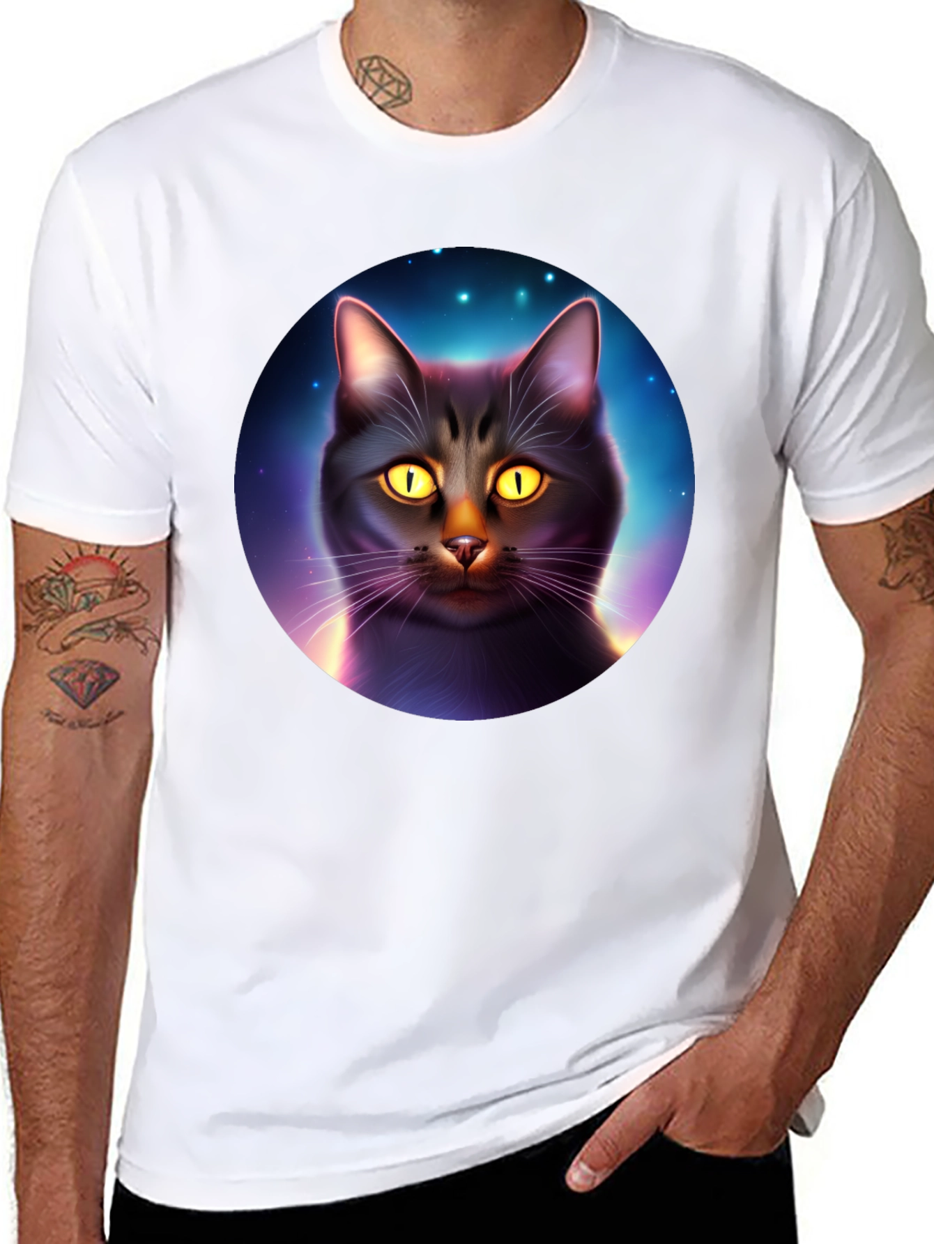 Cosmic Cat T-Shirt - Black