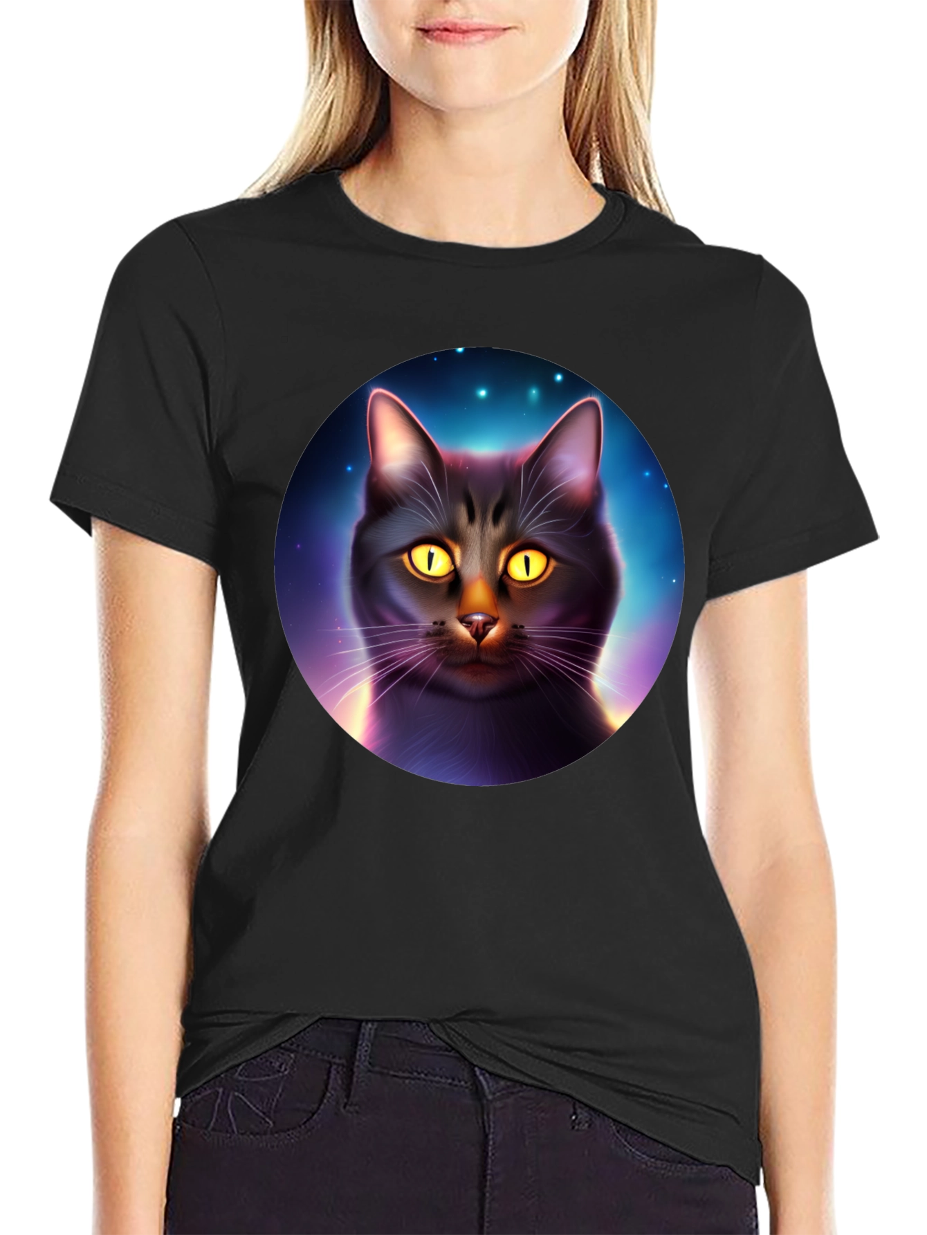 Cosmic Cat T-Shirt - Black