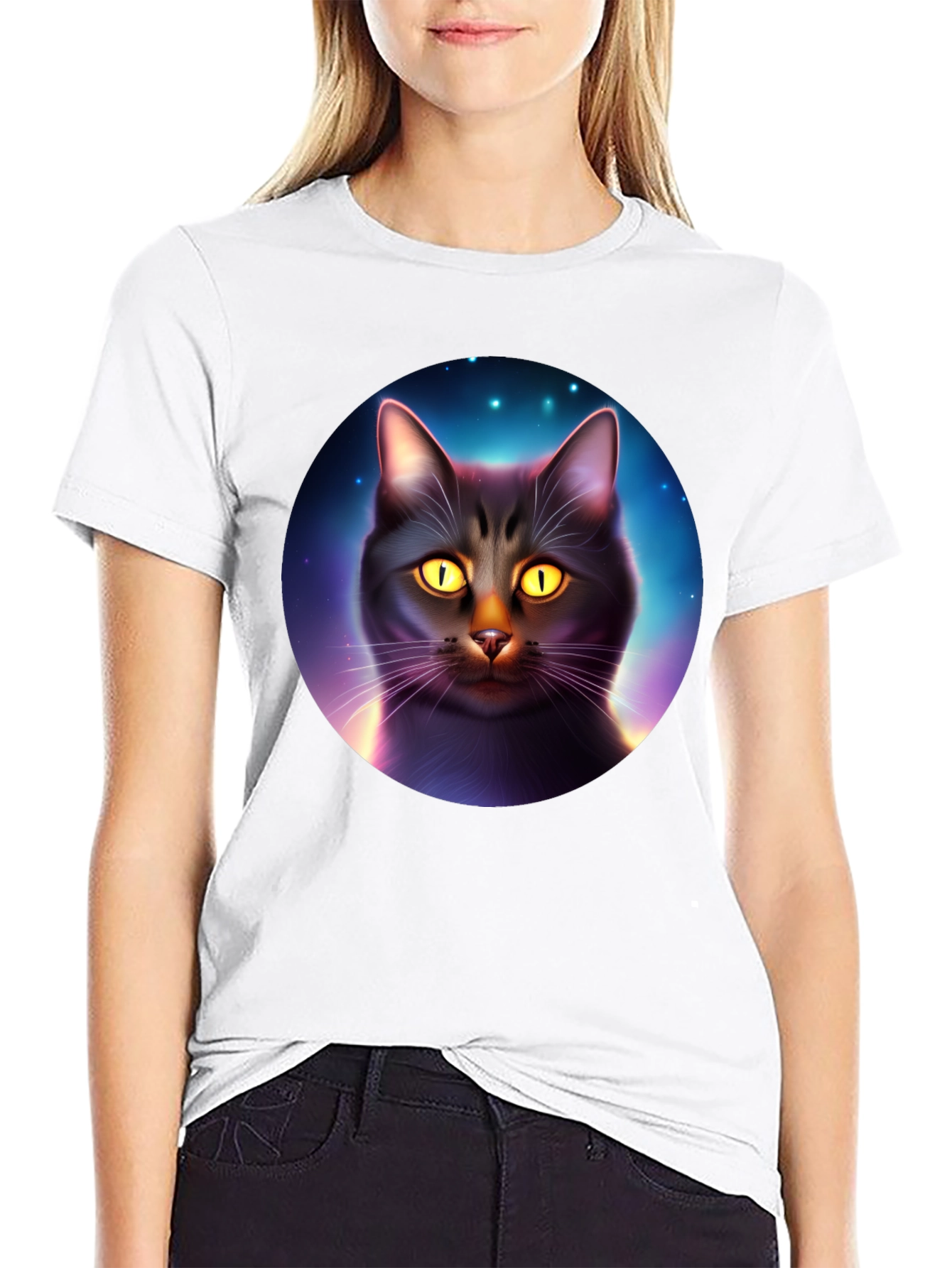 Cosmic Cat T-Shirt - Black