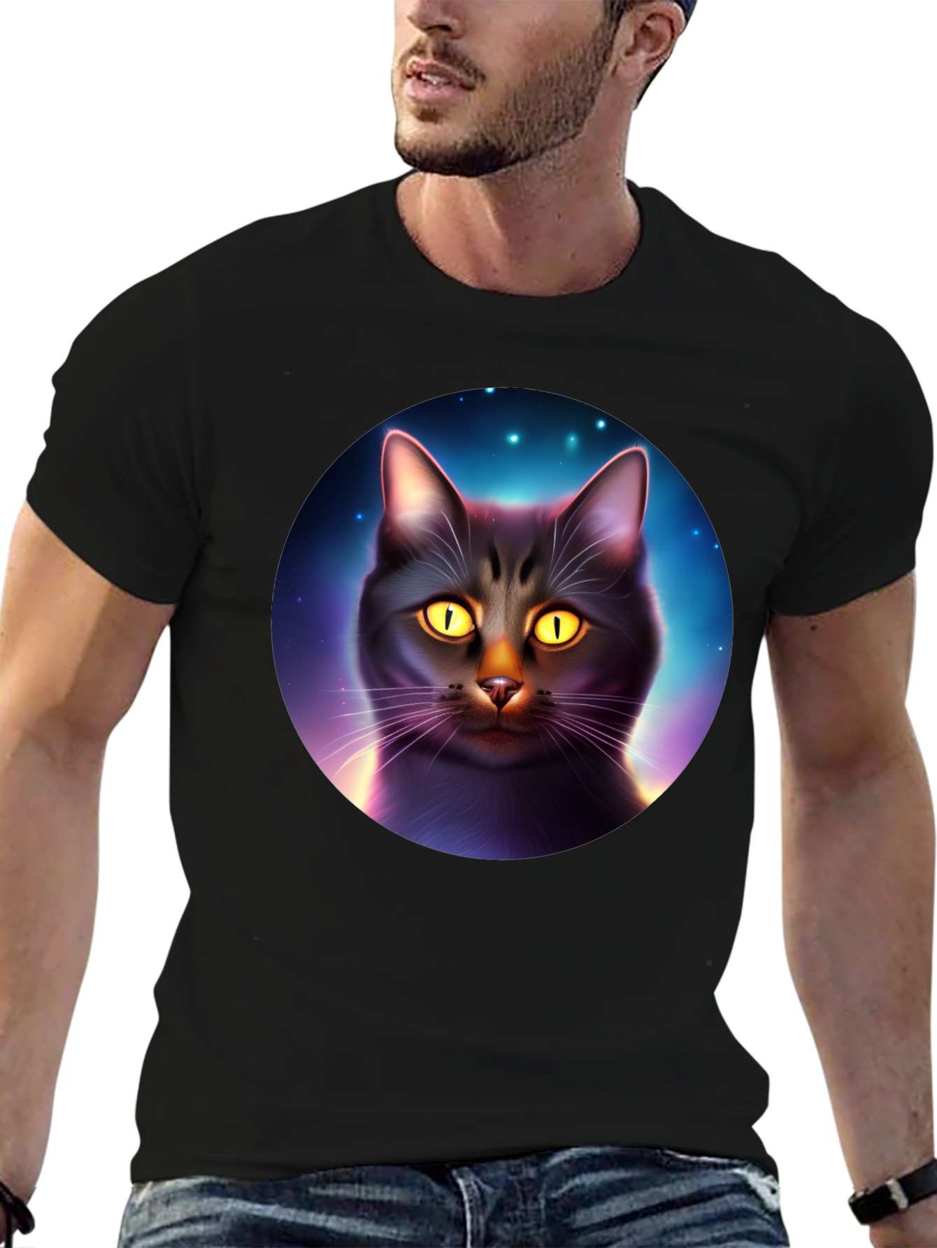 Cosmic Cat T-Shirt - Black