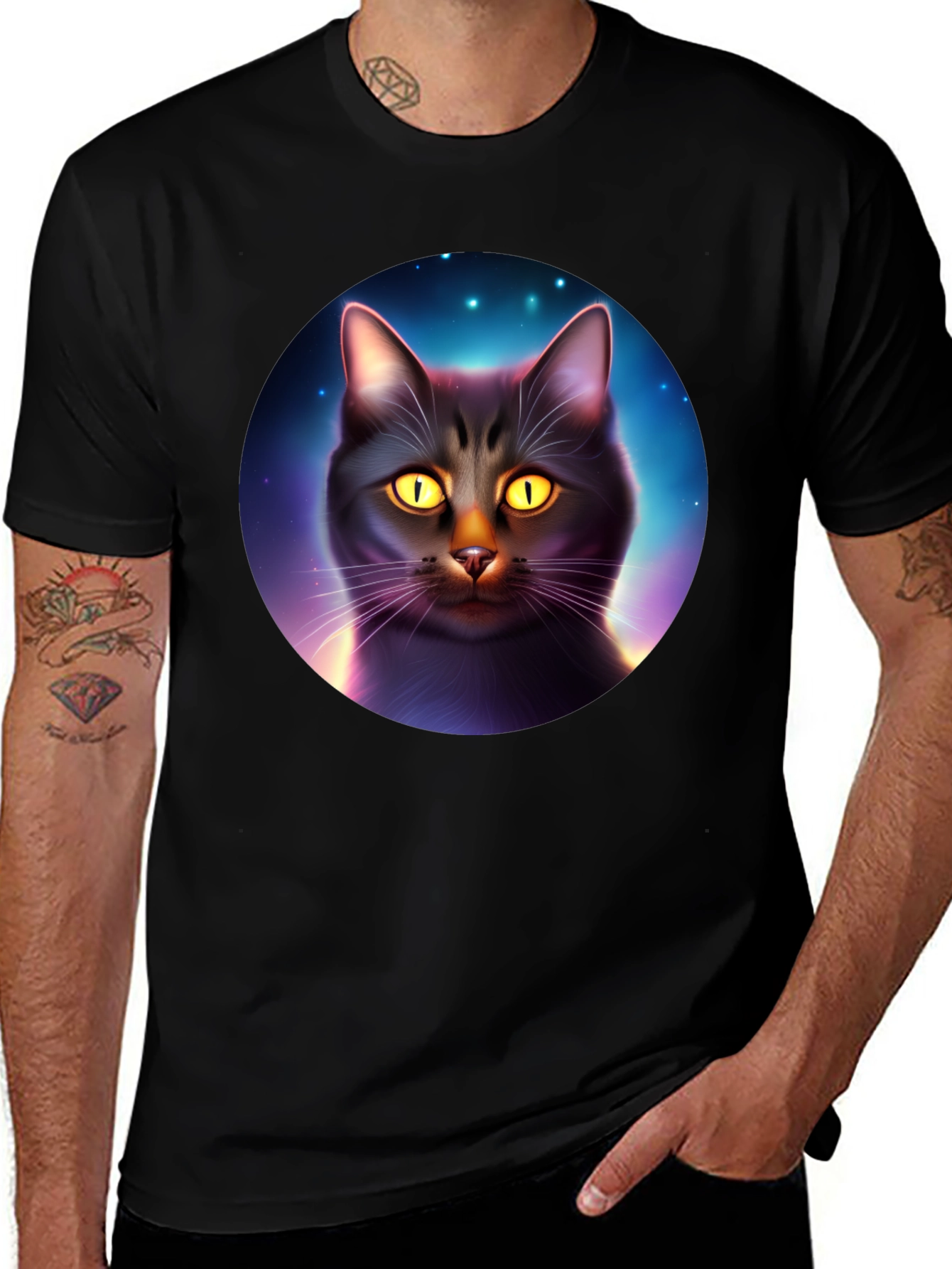 Cosmic Cat T-Shirt - Black