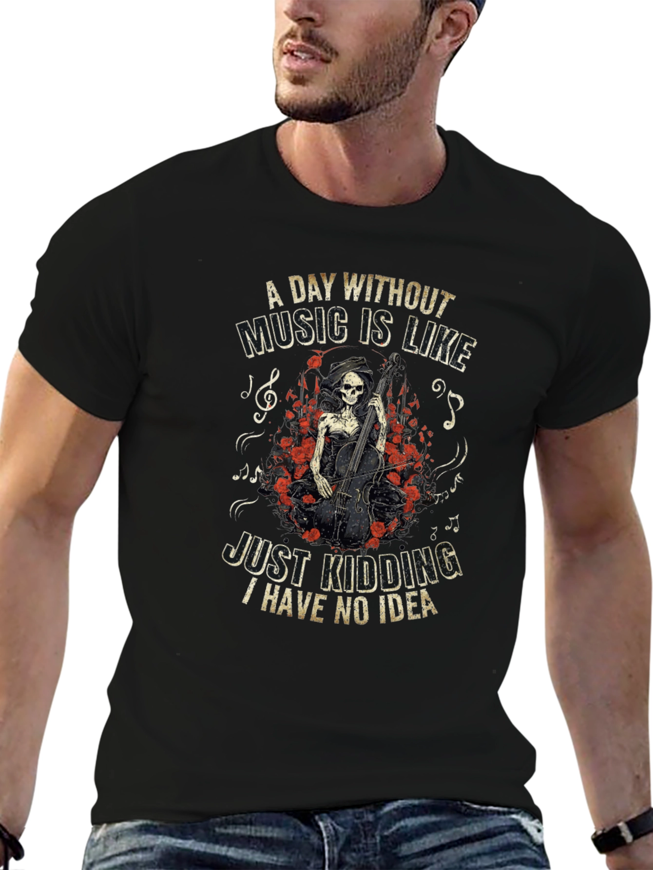Music Lover T-Shirt - Grim Reaper Cello