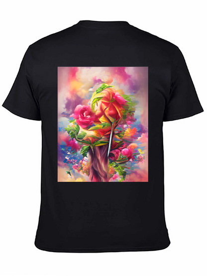 Floral Art Black T-Shirt
