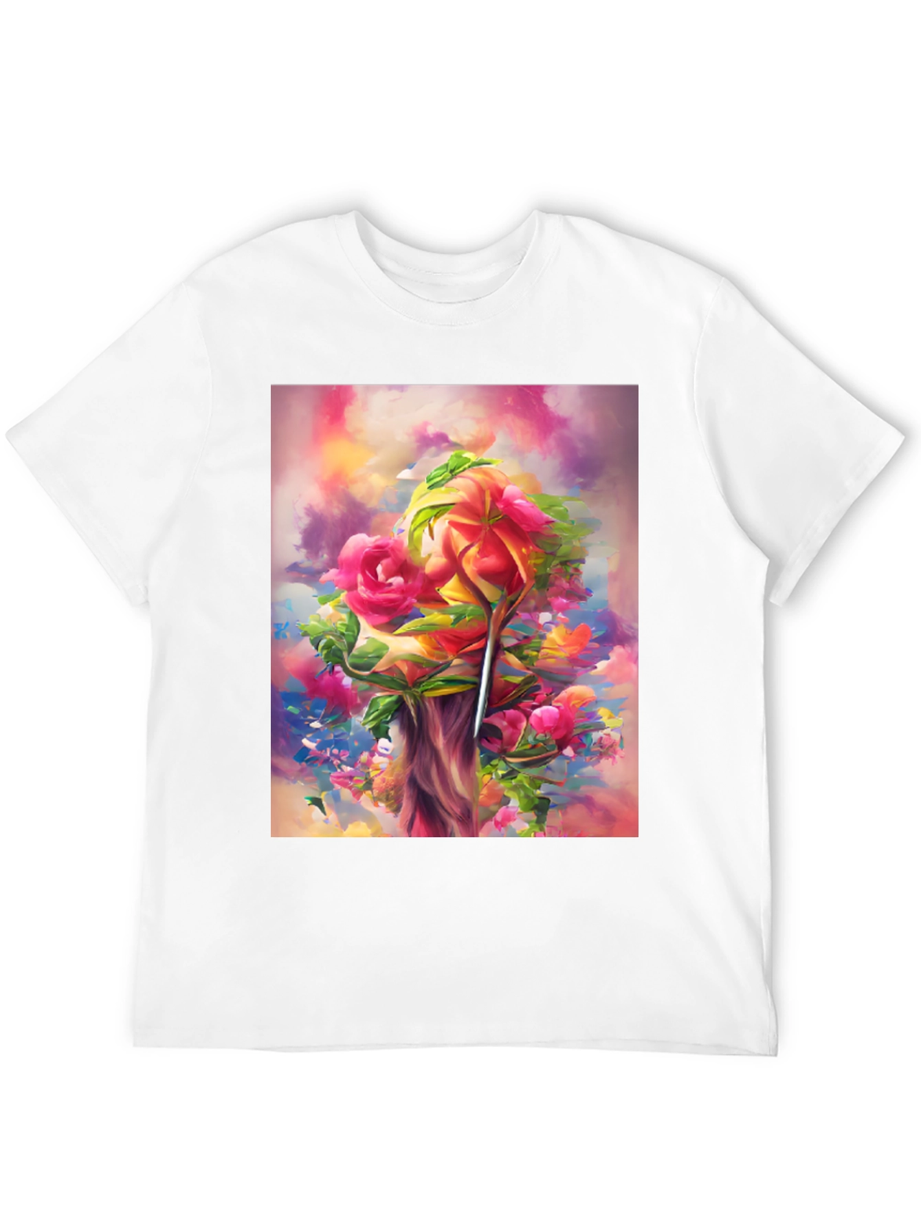 Floral Art Black T-Shirt