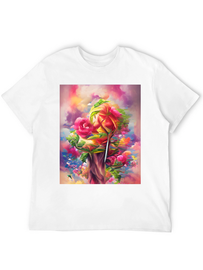 Floral Art Black T-Shirt
