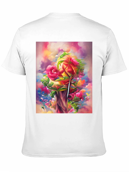 Floral Art Black T-Shirt