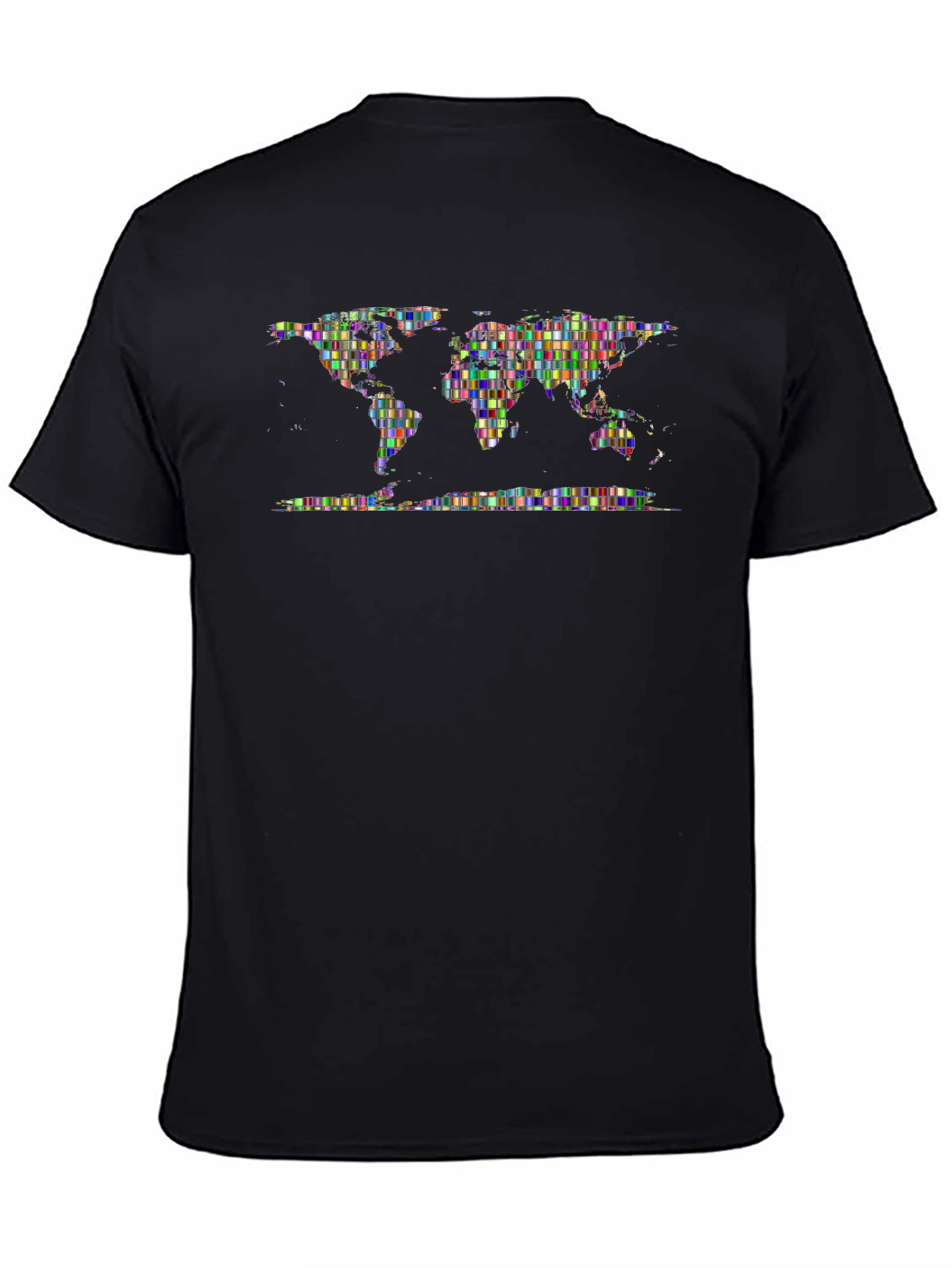 Pixelated World Map Graphic Print T-Shirt