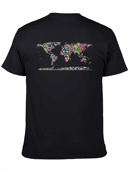 Pixelated World Map Graphic Print T-Shirt