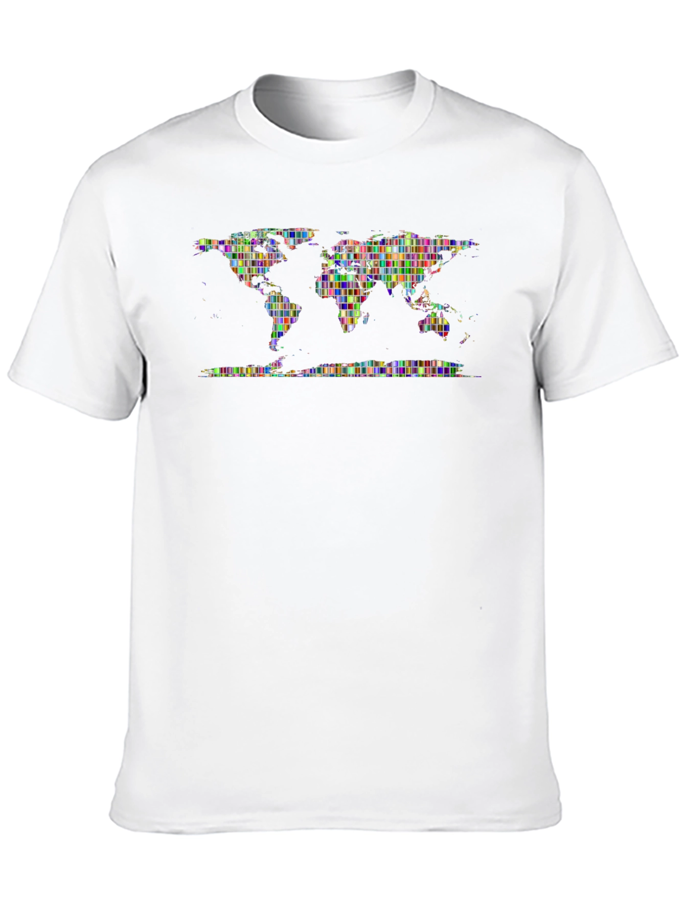 Pixelated World Map Graphic Print T-Shirt