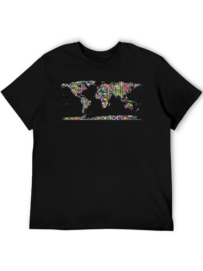 Pixelated World Map Graphic Print T-Shirt