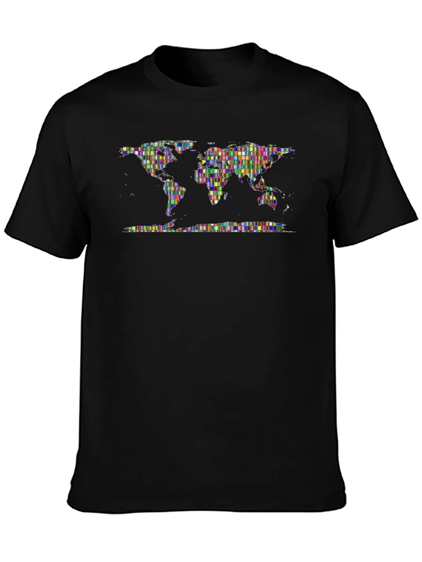 Pixelated World Map Graphic Print T-Shirt