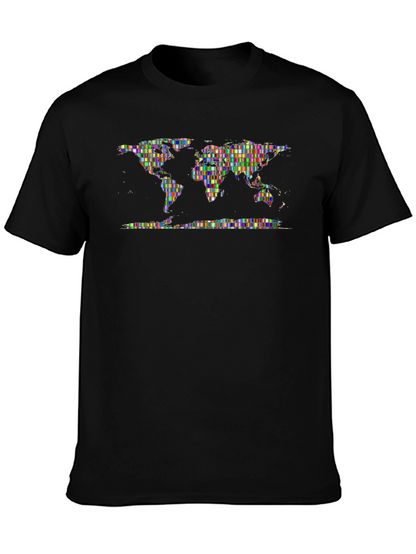Pixelated World Map Graphic Print T-Shirt