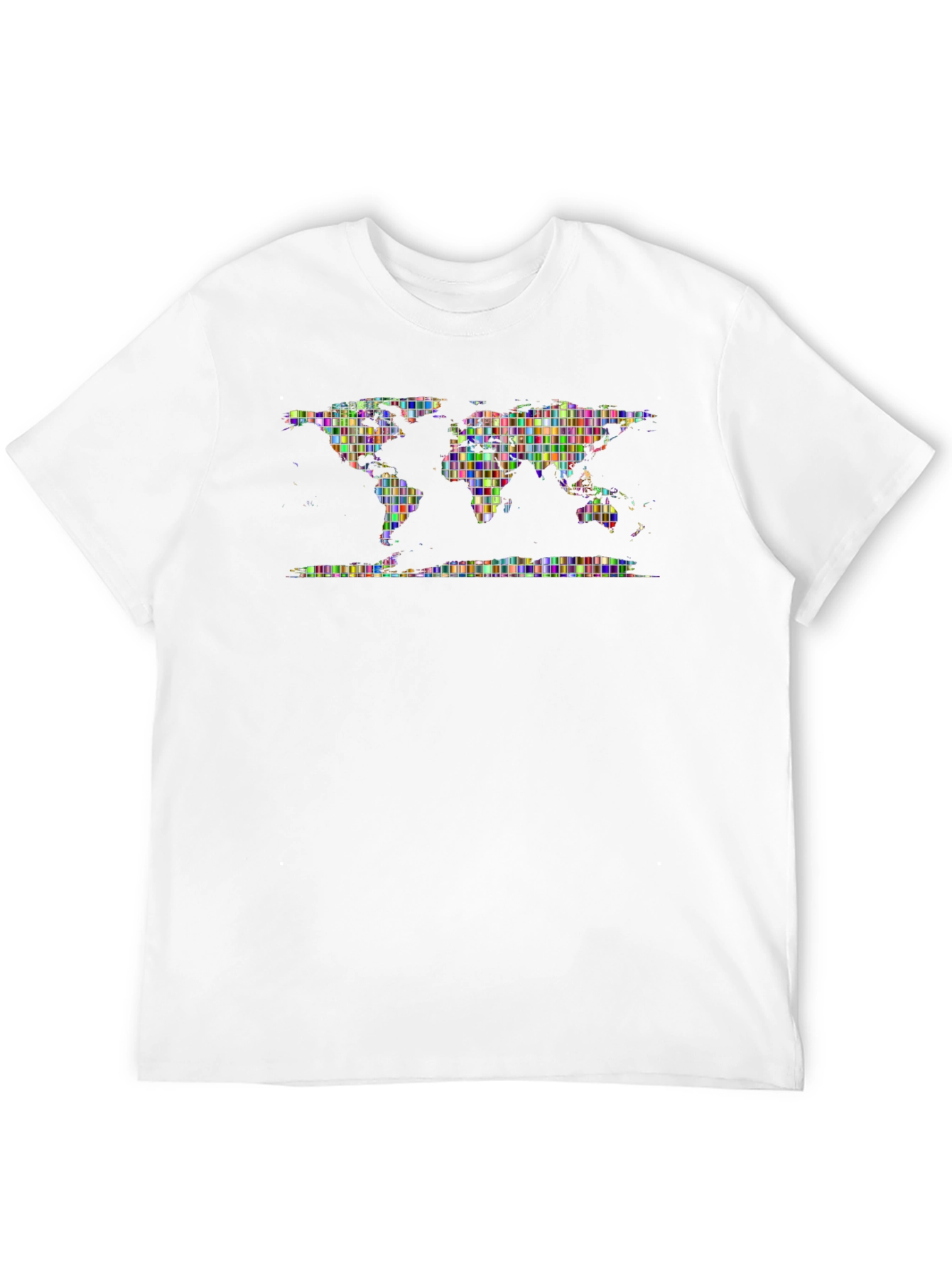 Pixelated World Map Graphic Print T-Shirt