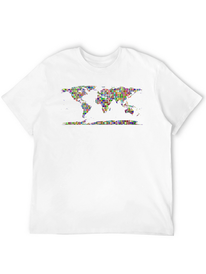 Pixelated World Map Graphic Print T-Shirt