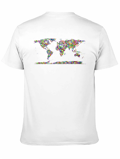 Pixelated World Map Graphic Print T-Shirt