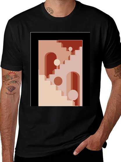 Geometric Archway Graphic Tee - Modern Abstract Art Shirt