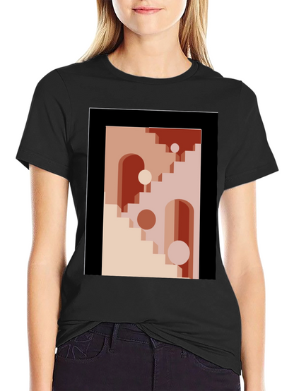 Geometric Archway Graphic Tee - Modern Abstract Art Shirt
