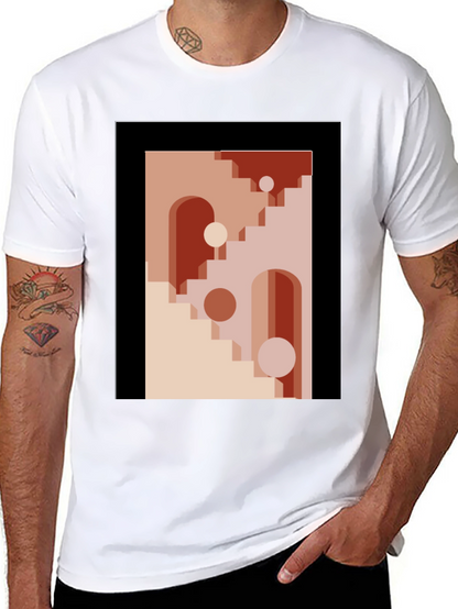 Geometric Archway Graphic Tee - Modern Abstract Art Shirt
