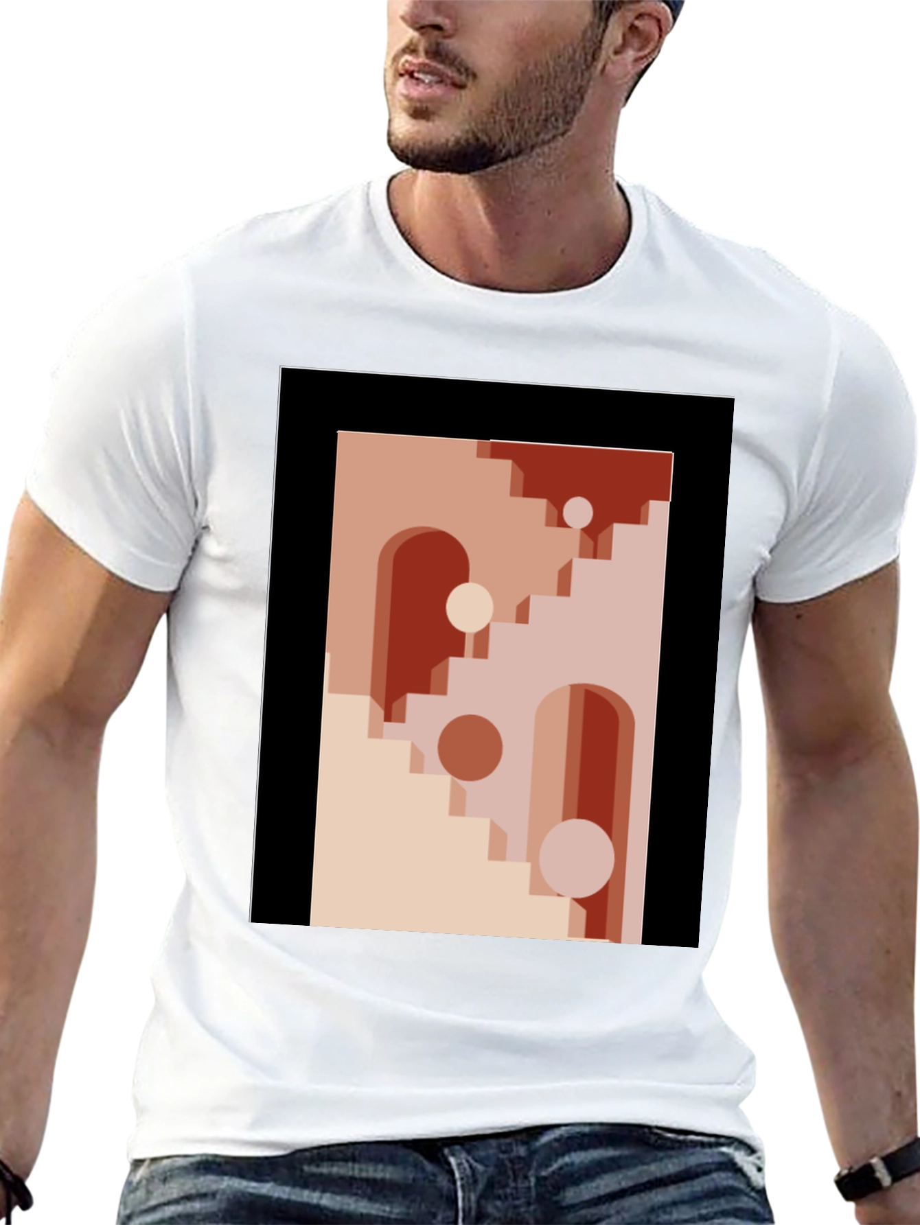 Geometric Archway Graphic Tee - Modern Abstract Art Shirt