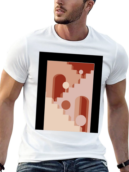 Geometric Archway Graphic Tee - Modern Abstract Art Shirt