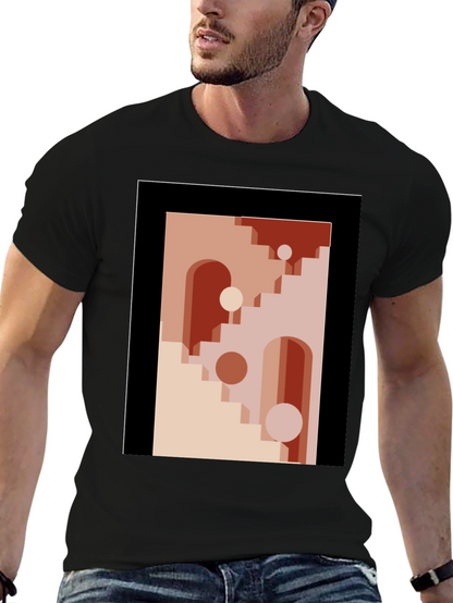 Geometric Archway Graphic Tee - Modern Abstract Art Shirt