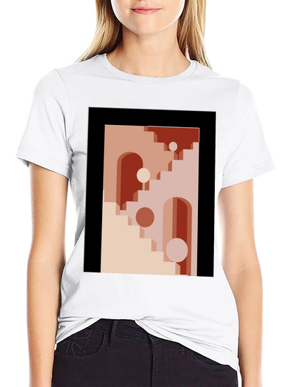 Geometric Archway Graphic Tee - Modern Abstract Art Shirt