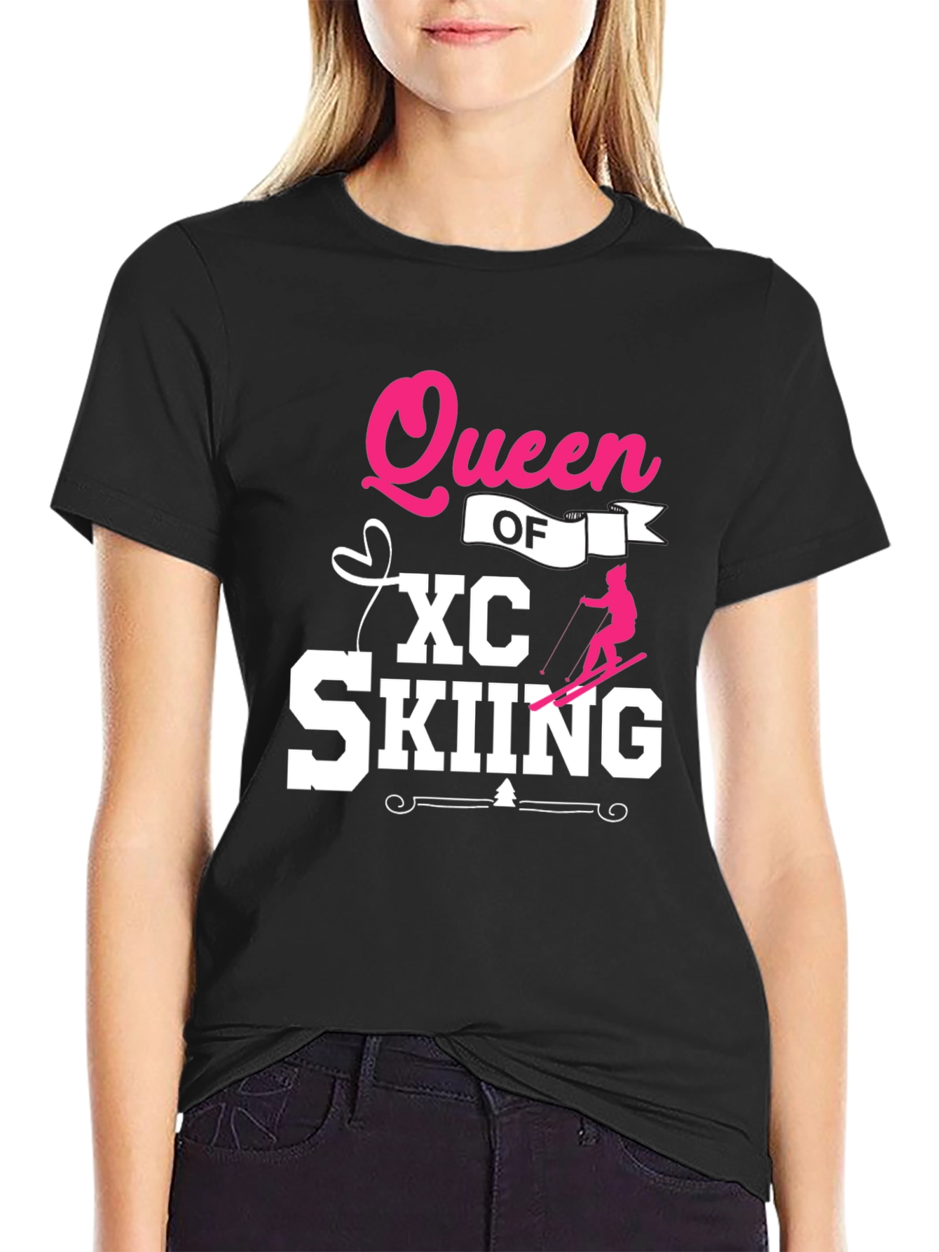 Queen of XC Skiing Black T-Shirt