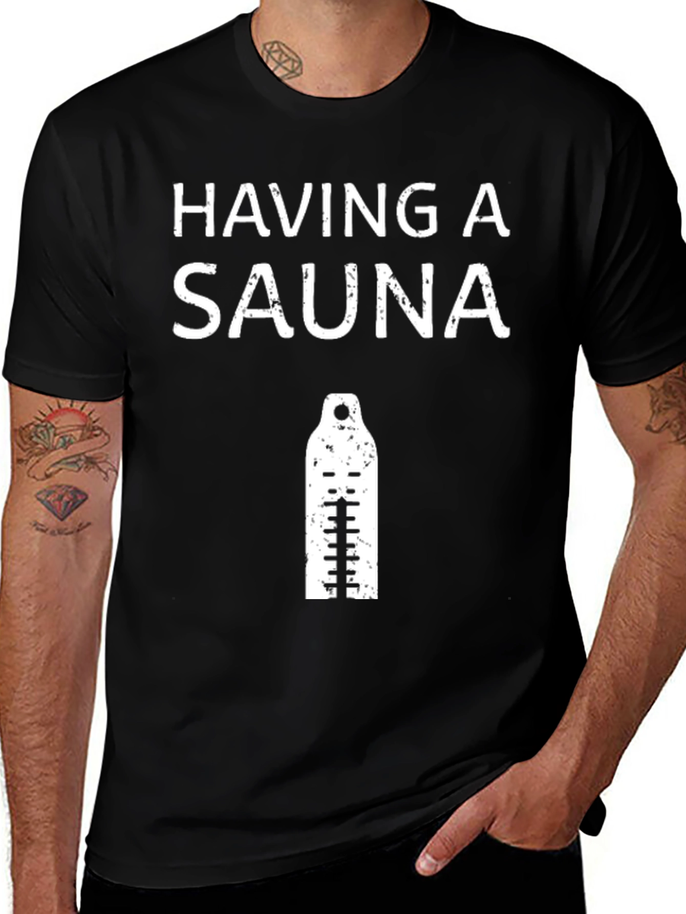 Having a Sauna T-Shirt - Black Cotton Tee