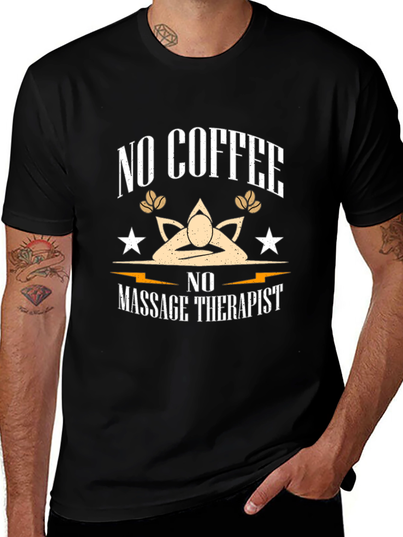 Funny No Coffee No Massage Therapist Black T-Shirt