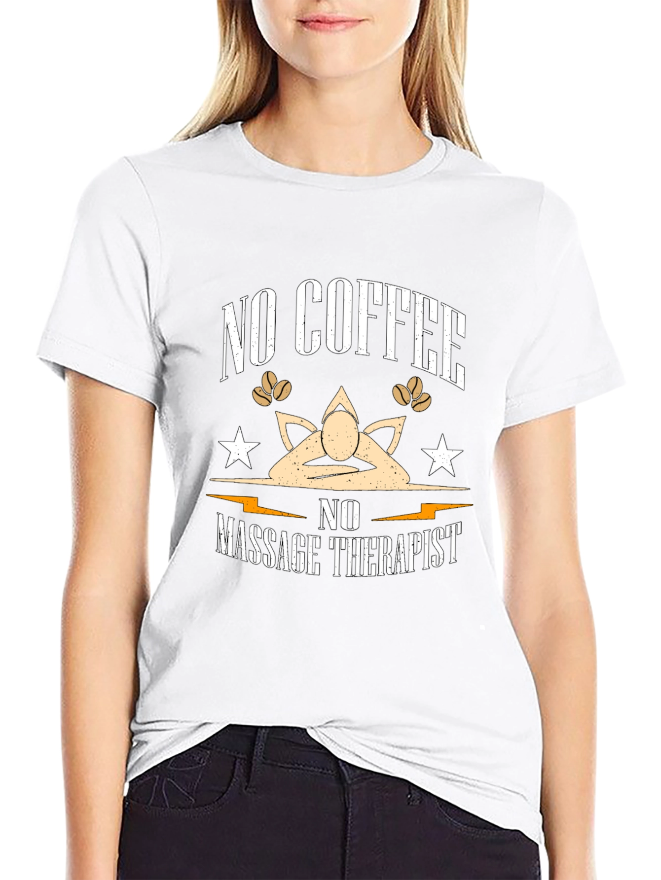 Funny No Coffee No Massage Therapist Black T-Shirt